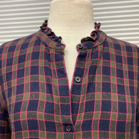 Rails Andi Navy Olive Fuchsia Plaid Button Down Long Sleeve Soft Flannel Shirt - Picture 6 of 13